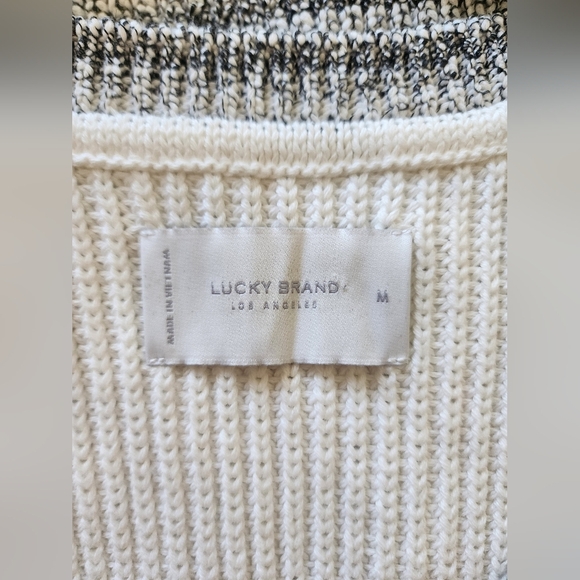LUCKY BRAND Knit Sweater tank top, Grey/white/yellow, Size M - Picture 4 of 7